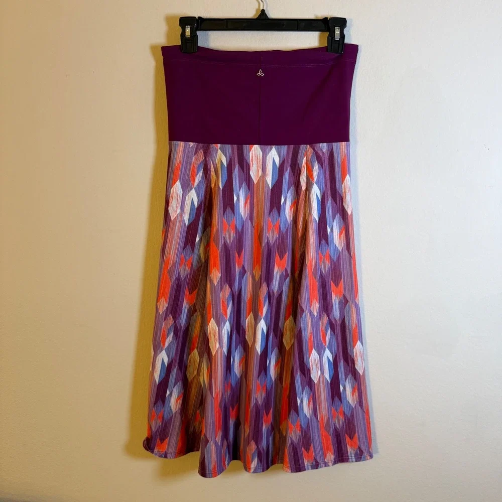 Prana Purple Geometric Diamond Print Midi dress Womens‎ Size Medium Tie front